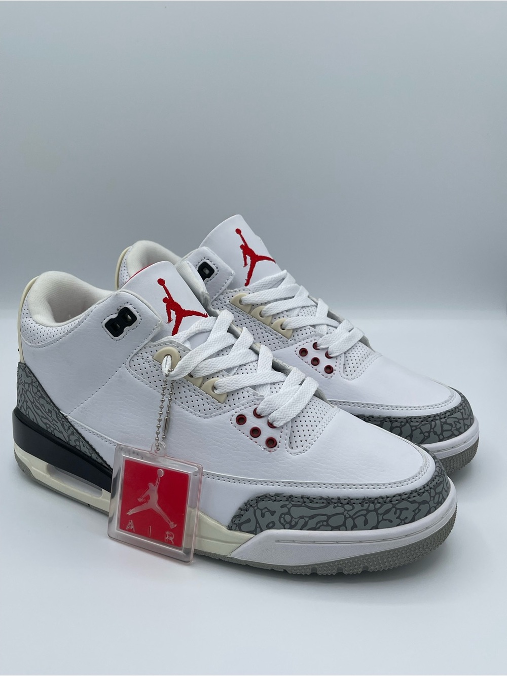 Jordan White and Red Air Jordan 3 Eleaphant Print